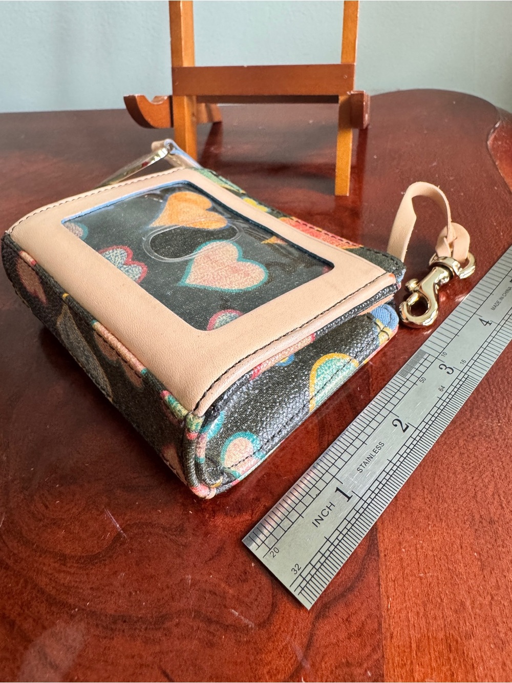 Dooney & Bourke Wallet Multi-Color Heart ID Y2K Vintage - Picture 4 of 6
